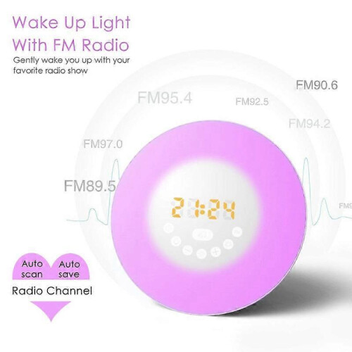 (British Standard)Sunrise Alarm Clock, 6 Nature Sounds, Bedside Sunrise Simulator 1