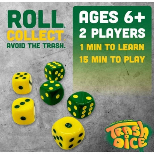 Trash Dice,Fast-Paced Family Dice Game,Exciting 2-Player Board and Dice Game 1