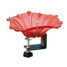 (Red) Grishay Petal Bird Joy, Bird Bath Bowl & Feeder, Outdoor Deck Mounted Baths Bowl