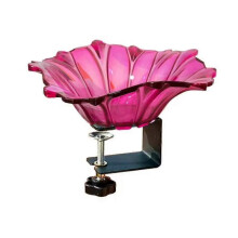 (Rose Red) Grishay Petal Bird Joy, Bird Bath Bowl & Feeder, Outdoor Deck Mounted Baths Bowl