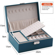 (Green) Jewellery Box 2 Layer Pu Leather Jewellery Boxes for Women Girls Teens Men's Jewelry Box Jewelry Organizer Box Jewelry Storage