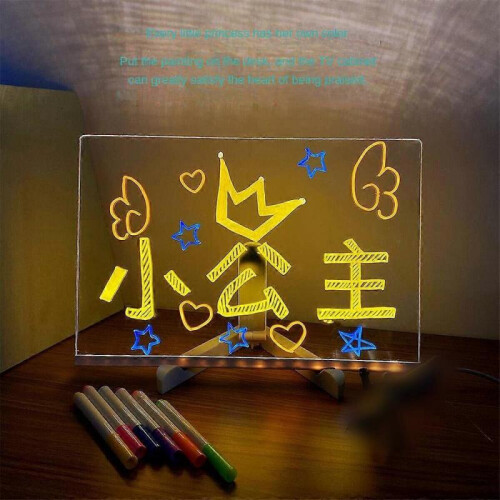Desktop Creative Rewritable Acrylic LED Message Board with 7 Color Pens Drawing 300*200*3mm 2