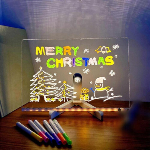 Desktop Creative Rewritable Acrylic LED Message Board with 7 Color Pens Drawing 300*200*3mm 1