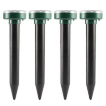 (Roundness) 4PCS Solar Animal Repellant Mouse Continuous 24-Hour Protection Ultrasonic Flash Bird Animal Audible and Visual Alarm