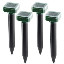 (Quadrate) 4PCS Solar Animal Repellant Mouse Continuous 24-Hour Protection Ultrasonic Flash Bird Animal Audible and Visual Alarm