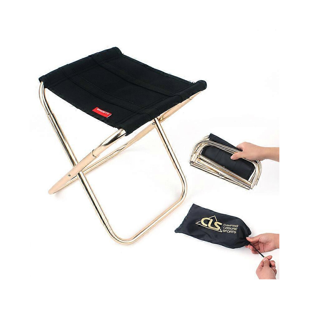 (As show, One size) Folding Picnic Chair Seat Portable Garden Beach Fishing Stools Camping Outdoor1pcs-Gold