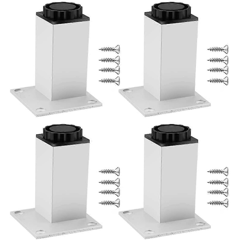 (As Show, One Size) 4Pcs Aluminum Alloy Adjustable Furniture Leg Table Legs Square Tube Replacement Legs Baopeng 4631404611064