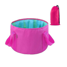 (As show, One size) Portable Water Basin Folding Sink Travel Camping BucketRed-1pcs