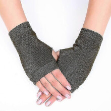 (Grey, One size) Pair Winter Gloves Female Fingerless Gloves Without Fingers Women Cashmere Warm Winter Gloves Hand Wrist Warmer Mittens