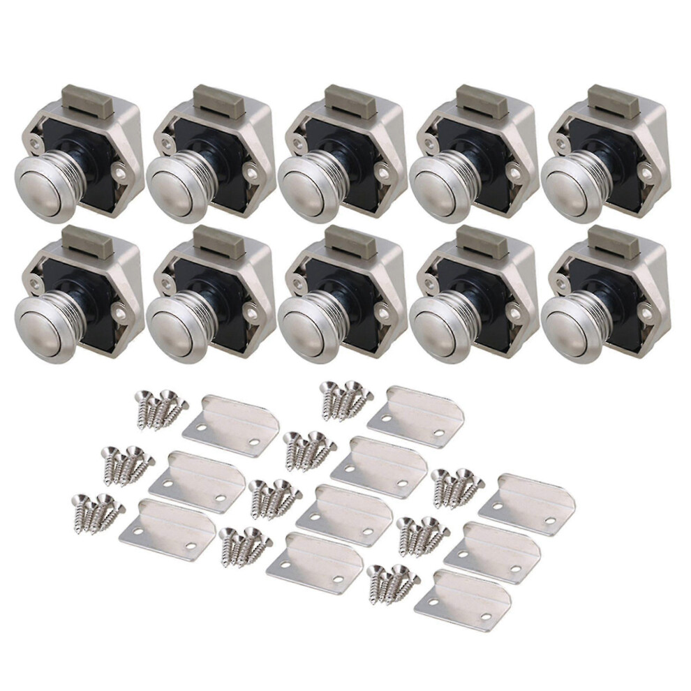 (As Show, One Size) Push Button Cabinet Latch For Rv Camper Motorhome Caravan Doors10pcs 6902676378411