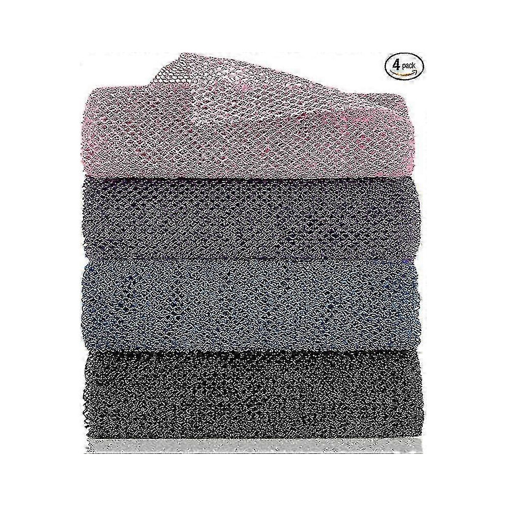 Kikidex (As Show, One Size) African Exfoliating Net, 4 Pieces African Net Sponge, Nylon African Bathing Sponge Net, African Net Long Net Bath Sponge Shower Bo
