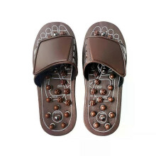 (L Brown) Magnetic Stone Foot Massage Slippers Acupuncture Therapy Massager Shoes For Acupoint Activating Reflexology Foot Care Sandal