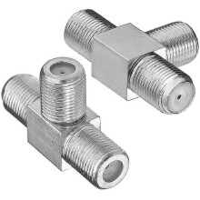 (As show, One size) F Type Splitter 3 Way Female To 2 Female Coaxial Connector T-shape(2pcs-silver