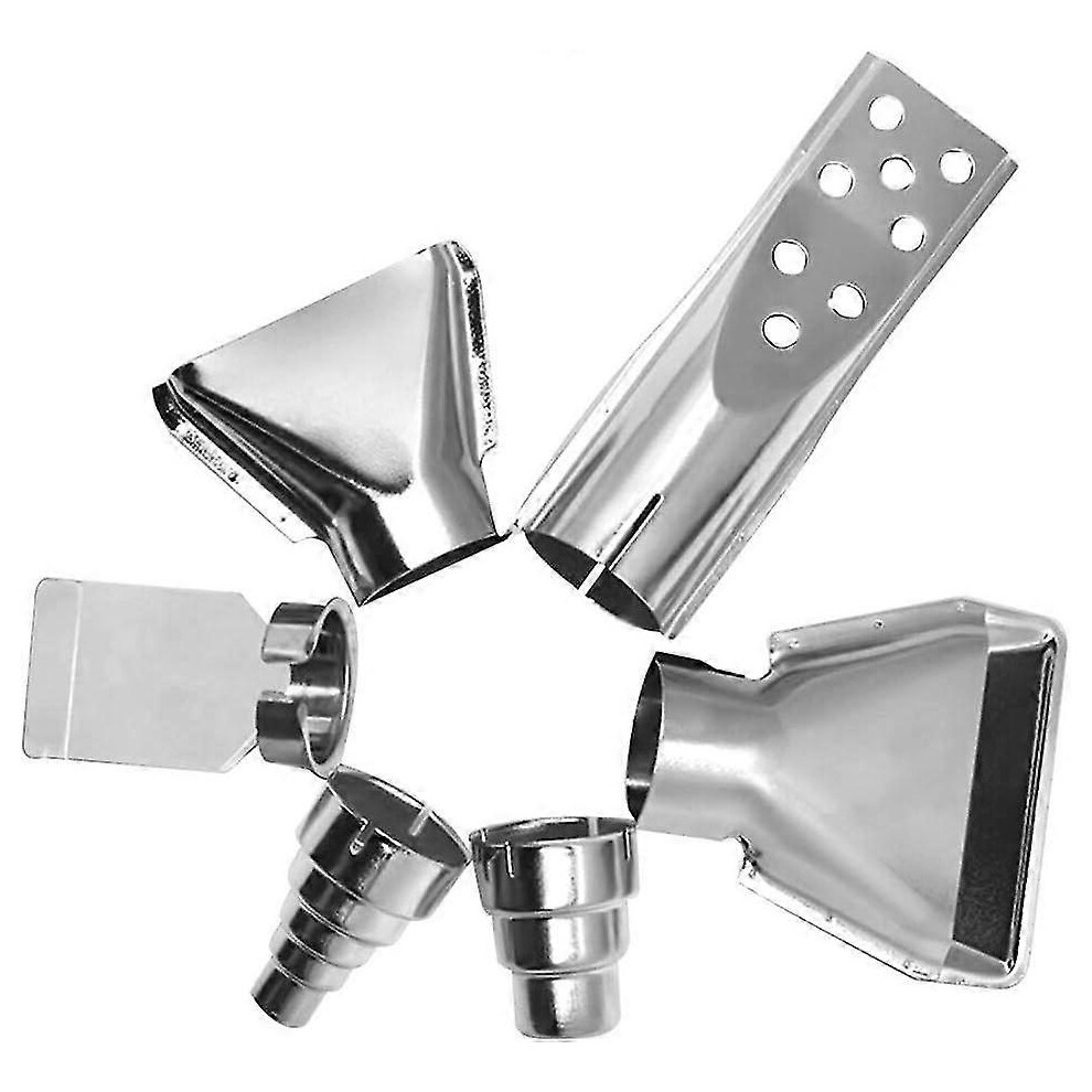 (As Show, One Size) 6Pcs Stainless Steel Heat Resisting Nozzle Set Hot Air Gun Accessories Tools Kit Universal Nozzle Set Baopeng 4123173376508
