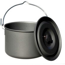 (As show, One size) 4.5L Camping Hanging Pot Aluminum Alloy Cooking Pot Campfire Heating Stove W/lid Picnic Kettle For 6-8 People BAOPENG