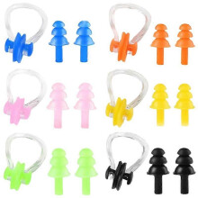 (As show, One size) Nose Clip Swimming Nose Clip Waterproof Nose Clip earplugs6 pairs-Random Color