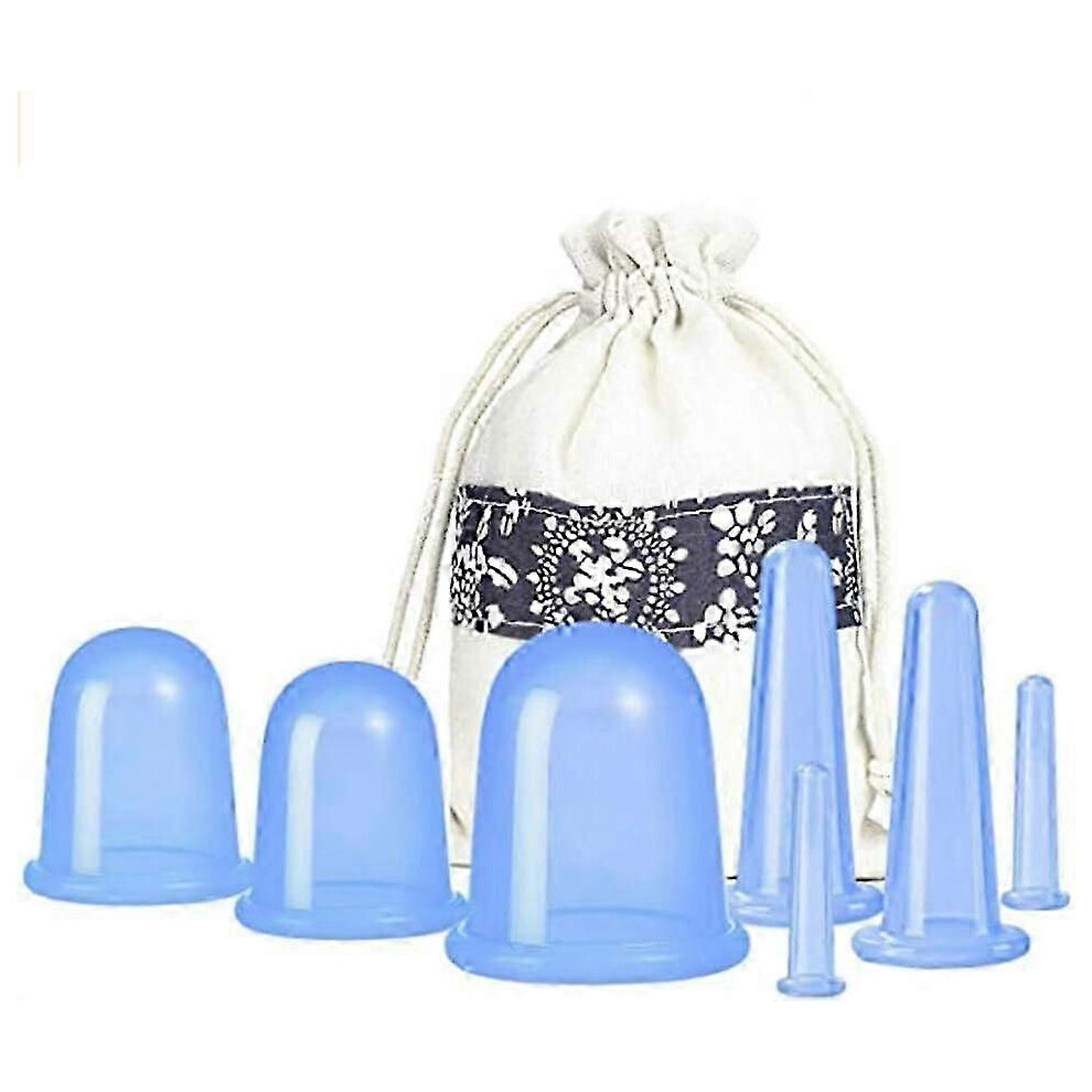 Kikidex (Pink, One Size) 7Pcs Silicone Cupping Therapy Sets Anti Vacuum Suction Massage Cups Cupping Sets Face Eye Body Massager