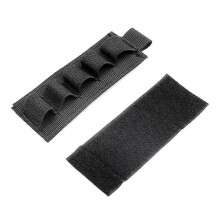 (As show, One size) Nylon Shotgun Ammo Holder With Adhesive Backing Strip 5 Rounds1pcs-Black