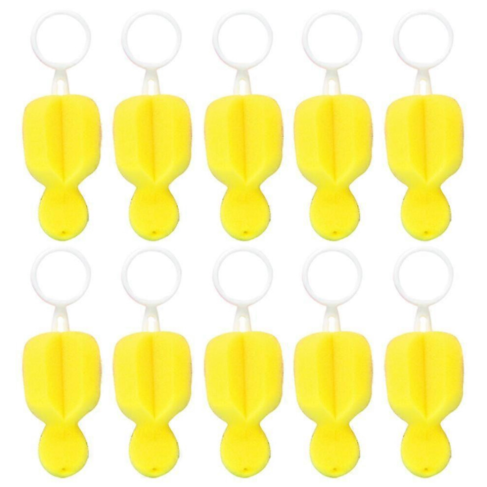 (As Show, One Size) Baby Pacifier Cleaning Sponge Soft 360 Degree Nipple Cleaner For Infant10pcs Yellow Kikidex