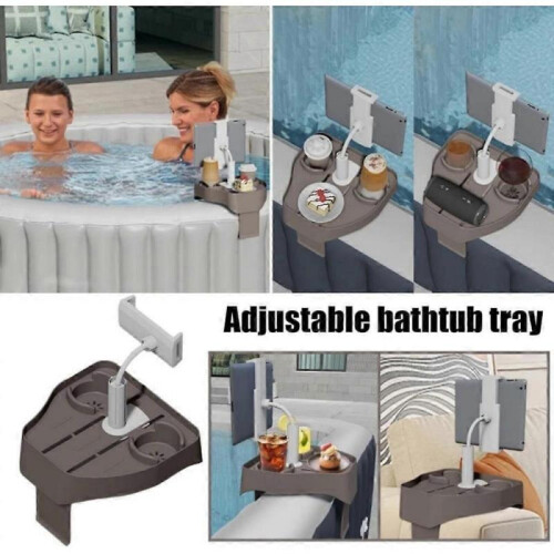 3-in-1 Adjustable Hot Tub Tray Table with Cup Holder Phone Holder 1