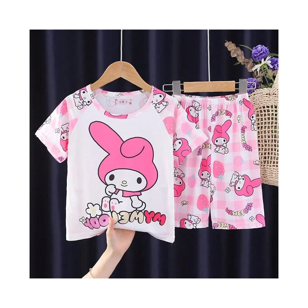(5, 12(120cm-128cm)) Summer Cartoon Pajamas for Children Boys and Girls Short Sleeve Home Clothes Set Lightweight Sleepwear and Loungewear