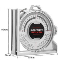 (quadripartite magnetised, Silver) Emboadlie Portable Mechanical Inclinometer, Scale Rotary Pitch Finder with Level