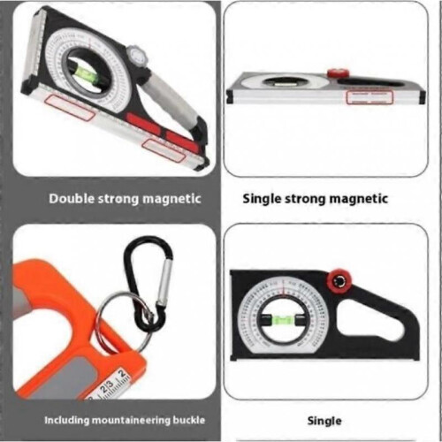 (Highly magnetic, Black) Emboadlie Portable Mechanical Inclinometer, Scale Rotary Pitch Finder with Level 2