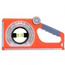 (Highly magnetic, Orange) Emboadlie Portable Mechanical Inclinometer, Scale Rotary Pitch Finder with Level