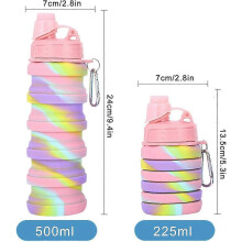 (As show, One size) Reusable Foldable Water Bottles - 2Pcs Portable BPA Free Silicone Collapsible Water Bottles for Sports Camping