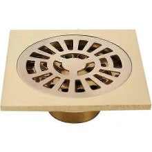 (As show, One size) 4 Inch Square Brass Shower Floor Drain with Removable Cover Hair Drainer for Kitchen Toilet