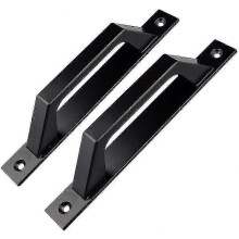 (As show, One size) Set Of 2 D Shaped Door Handles For Wooden Garden Door200mmBlack