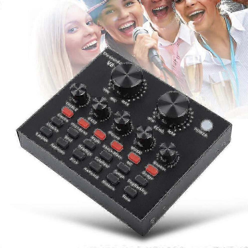 (As Show, One Size) V8 Professional Live Sound Card Wireless Bluetooth Live Broadcast Sound Card With 12 Sound Effects 4631898225990