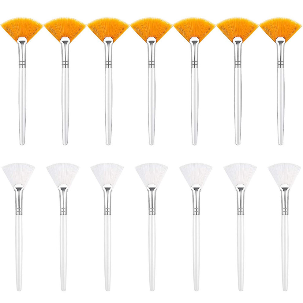 (As show, One size) 14 Pieces Fan Mask Brushes Facial Mask Applicator Brush Soft Fan Brushes Acid Applicator Brush Cosmetic Makeup Applicator