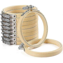 (As show, One size) 10 Pcs 8cm Wooden Embroidery Hoops Bamboo Circle Embroidery Cross Stitch Ring For Diy Arts Crafts