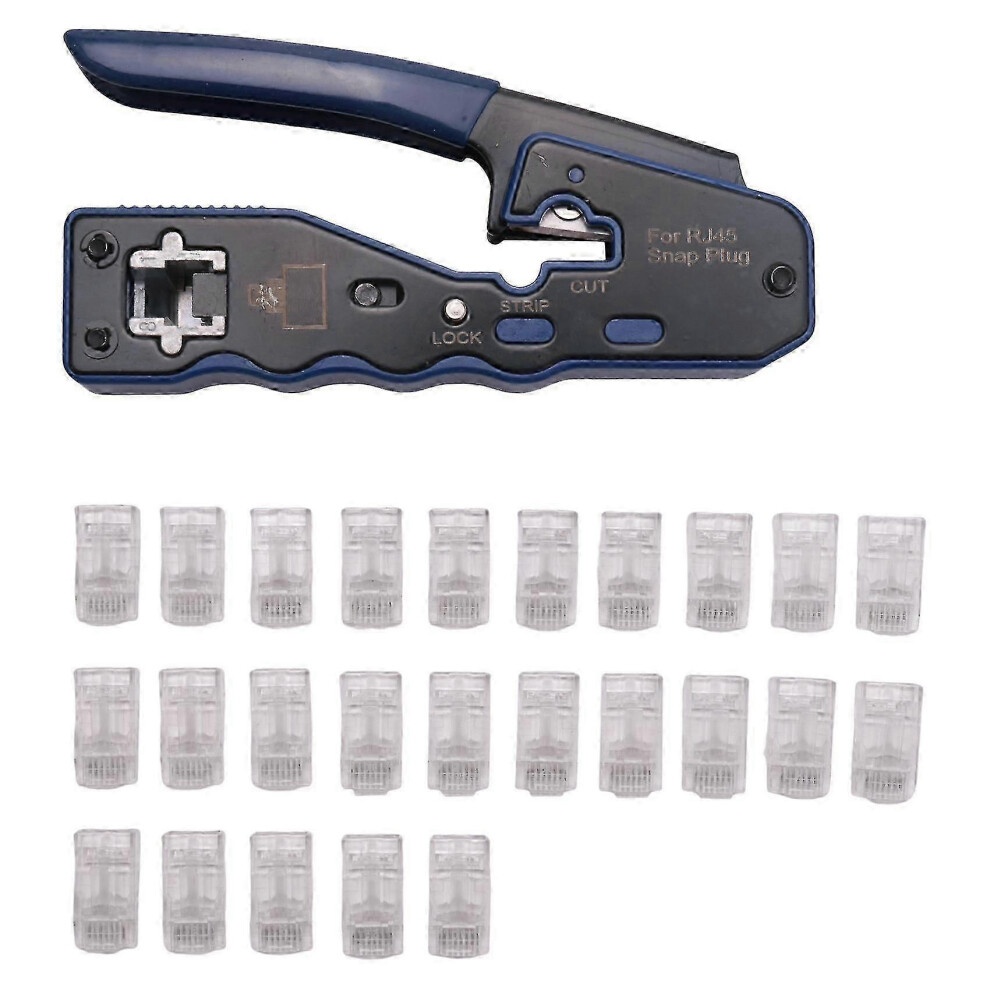 (As Show, One Size) Ethernet Rj45 Pass Through Crimping Tool Bundle With Cat6 Rj45 Pass Through Ethernet 50U Modular Pl 4631898224849