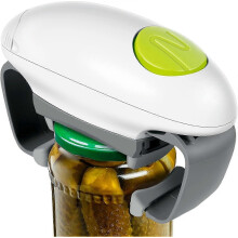 (As show, One size) Mini Automatic Can Opener - Electric Kitchen Safety Smooth Soft Rim (White)