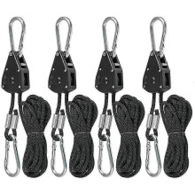 (As show, One size) 4 Pcs Ratchet Ropes with Hooks for Lamp or Plants Adjustable Hook Rope 220cm Long (2 Pair)