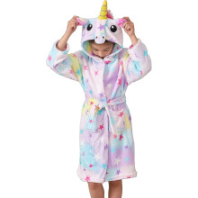 (As show, One size) Children's Soft Unicorn Hooded Bathrobe Bathrobe Nightgown Unicorn Girl Gift