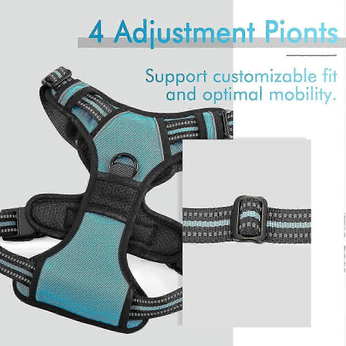 (As show, One size) No Pull Dog Harness - Adjustable Pet Vest with 2 Leash Clips Reflective and Easy Control Handle 2