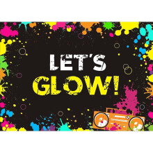 (As show, One size) Let's Glow Splatter Photography Backdrops Glow Party Decoration Supplies Photo Booth Studio Props Vinyl Black Background 7x5ft
