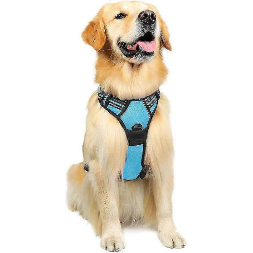 (As show, One size) No Pull Dog Harness - Adjustable Pet Vest with 2 Leash Clips Reflective and Easy Control Handle