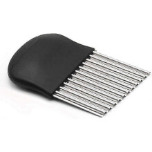 (As show, One size) Multifunction Stainless Steel Corrugated French Fries Cutter For Vegetables And Onions Black