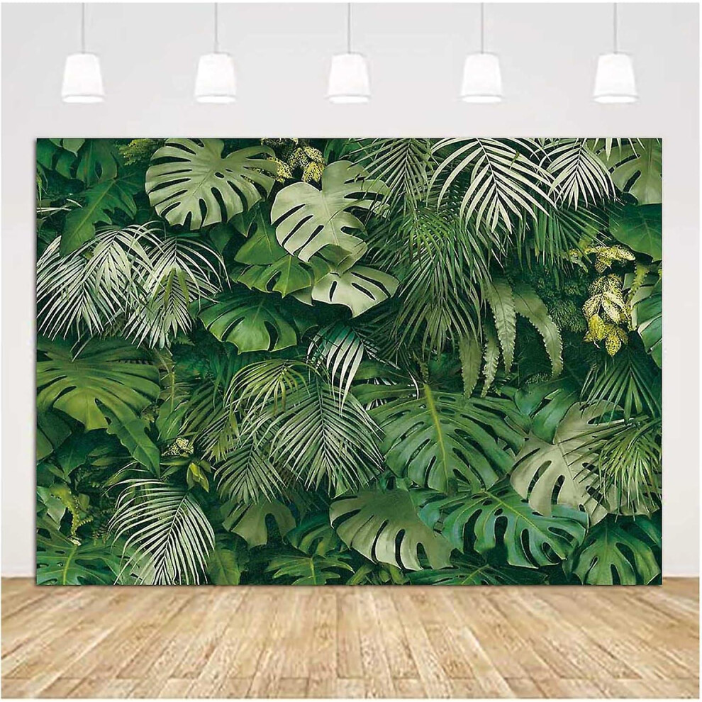 (As Show, One Size) Tropical Palm Leaves Picture Photography Backdrop Vinyl 7X5ft Jungle Safari Plants Photo Background For Hawaiian Luau Party Green 4631466813062