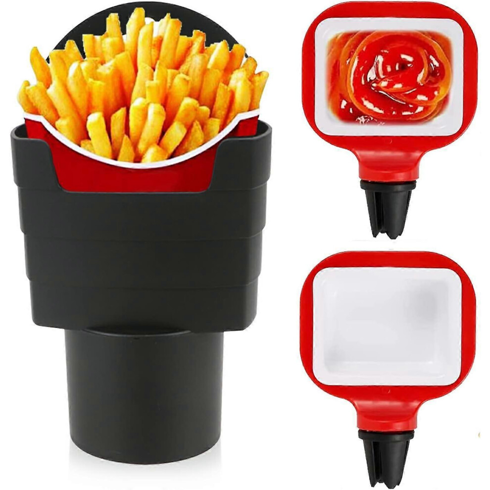 (As Show, One Size) French Fries Cup Holder, Car Vent Clip Sauce Holder, Car Interior Accessory Dip Clip, For Fast Or Bumpy Driving With Vehicle Vent, 6902676378077