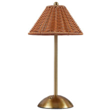 (As show, One size) Rattan Table Lamp, Cordless Boho Wicker Desk Lamp Rechargeable Bamboo Night Light