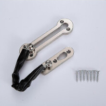 (As show, One size) Thicken Anti-theft Chain - Stainless Steel Door Bolt BuckleSliver-1pcs