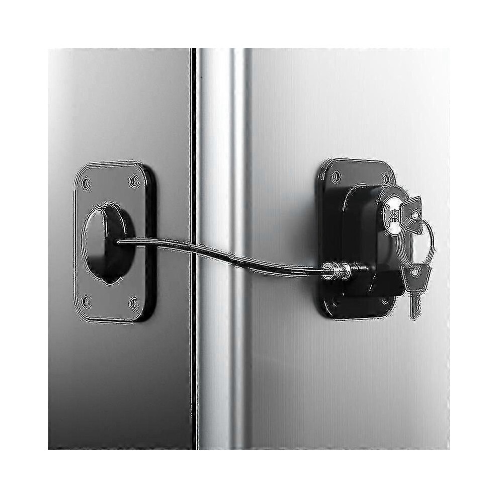 (, One Size) Refrigerator Lock, Fridge Lock With Silicone Wire Protection Fridge Locks Black Kikidex