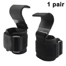 (As show, One size) Weightlifting Wrist Hook Strap for Grip Support Gloves (2-Pack, Black)