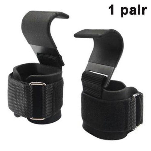 (As show, One size) Weightlifting Wrist Hook Strap for Grip Support Gloves (2-Pack, Black)