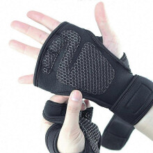 (As show, One size) Gym Fitness Gloves Hand Palm Protector With Wrist Wrap1 pair-XL